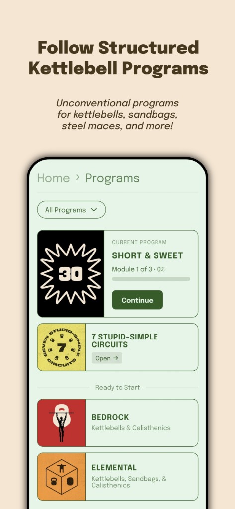 Structured kettlebell programs
