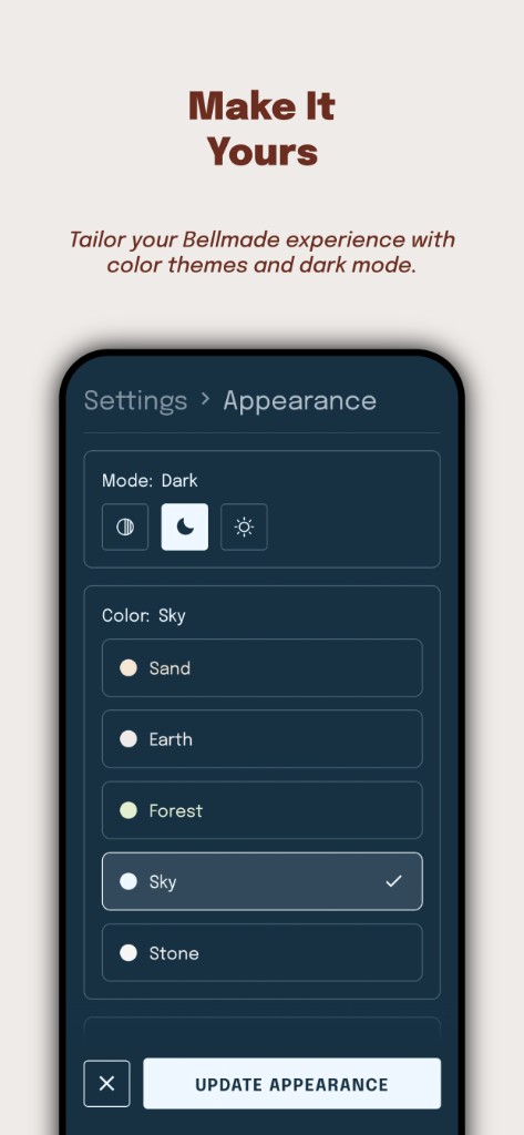 Customize with color themes and dark mode