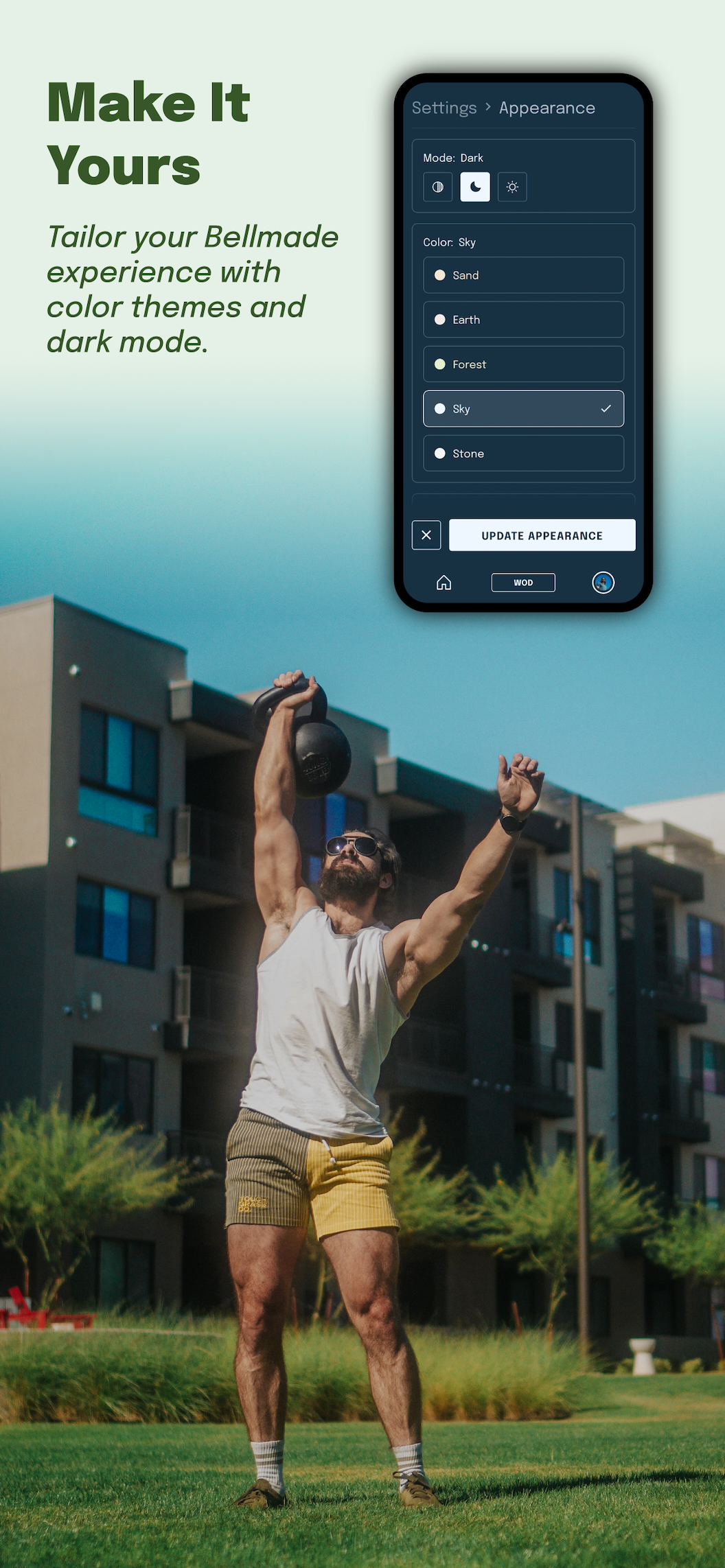 Make it yours with color themes and dark mode